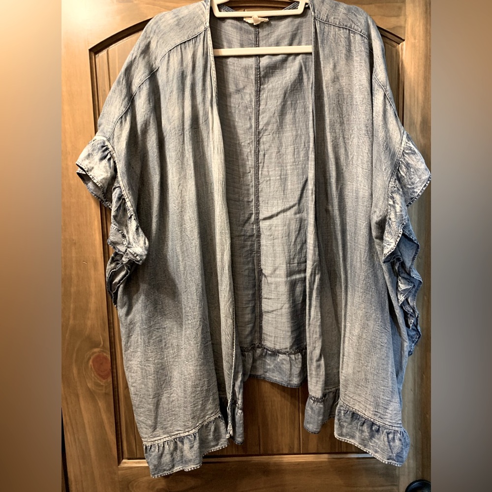 Open Front Ruffle Cardigan By Easel Clothing L large